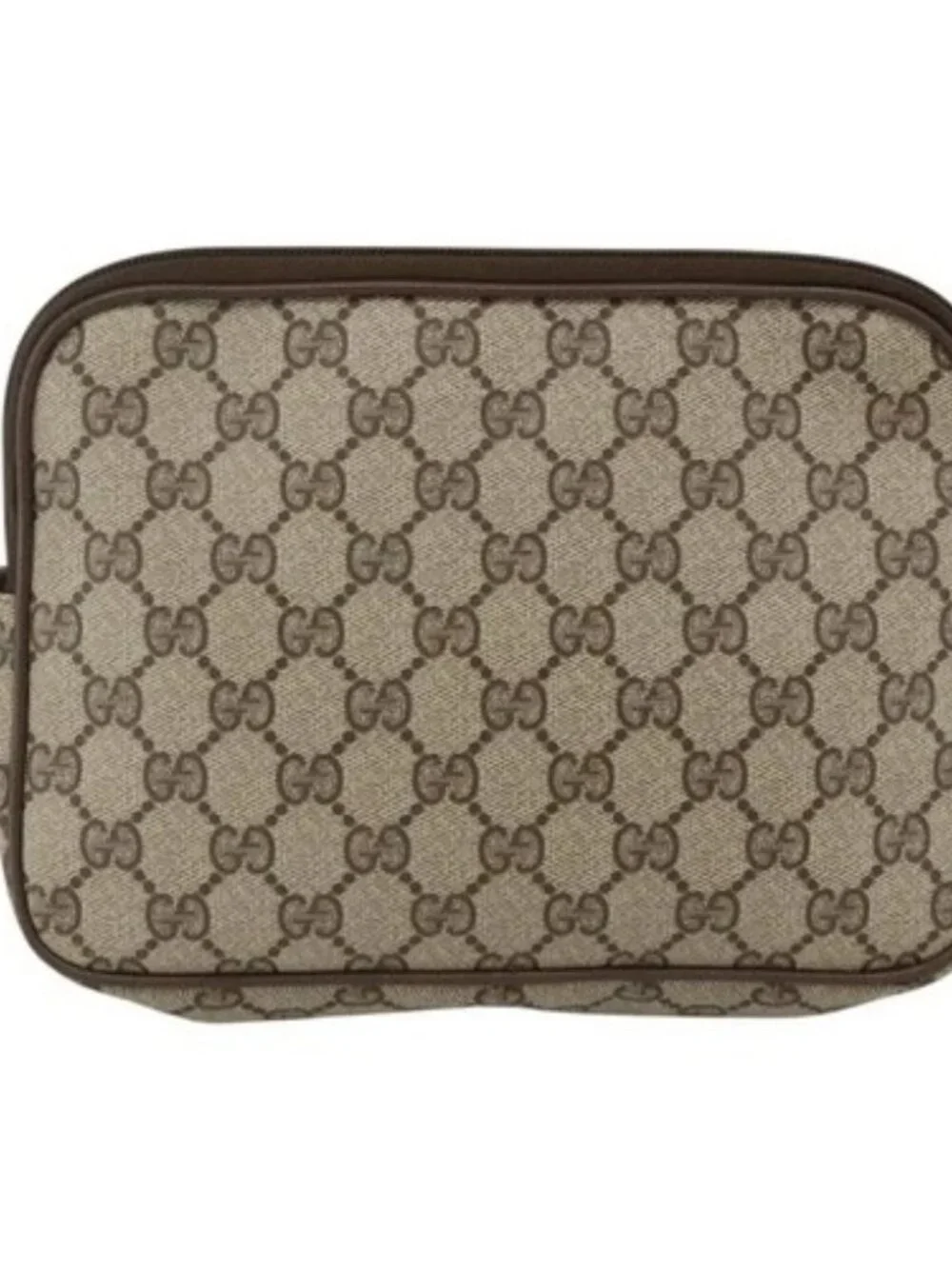 GUCCI GG Supreme Shoulder Bag PVC Beige Gold 116 02 068 Auth ka3454
